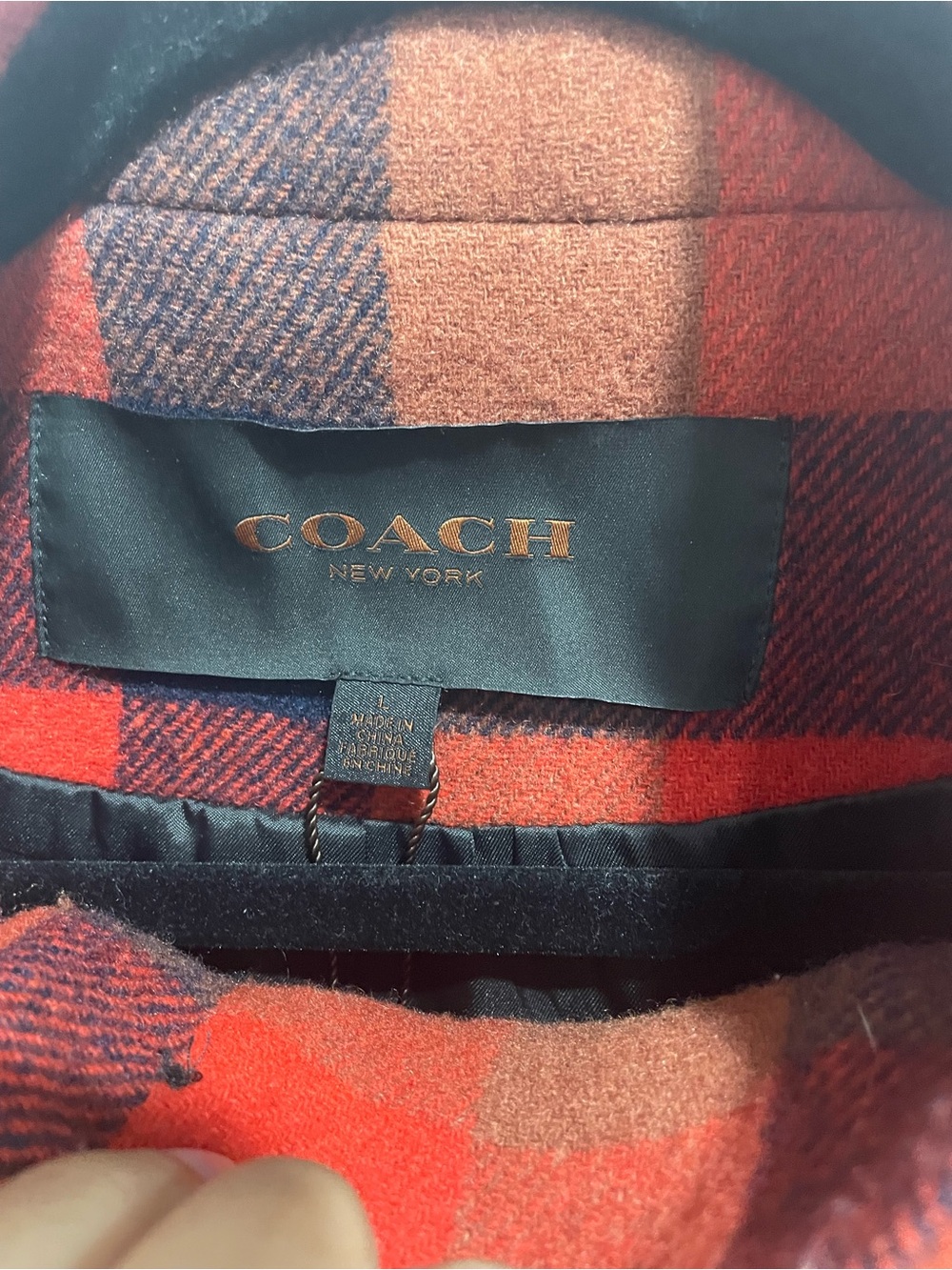 Coach Wool blend Tartan plaid 3/4 sleeve jacket size large - Picture 2 of 8